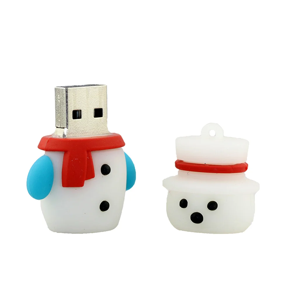Флешка Резиновая Снеговик SnowMan Q104 белый 16 Гб - фото 2