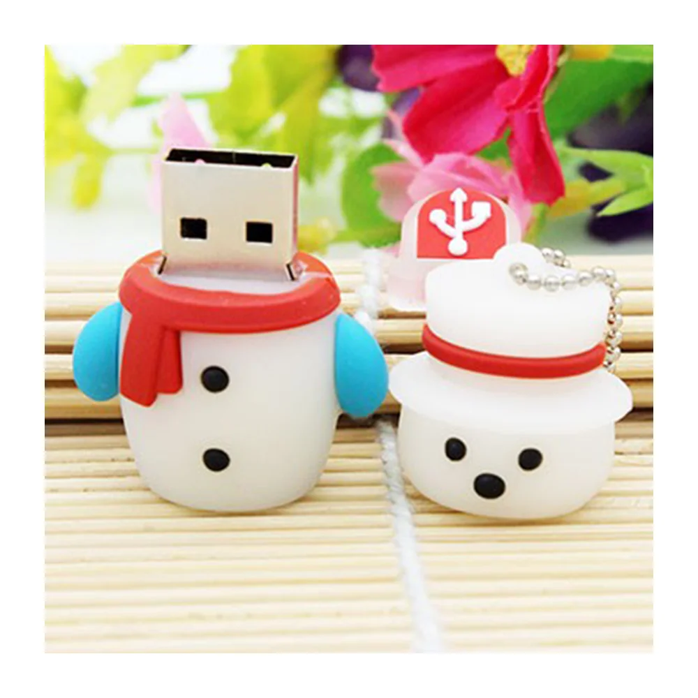 Флешка Резиновая Снеговик SnowMan Q104 белый 16 Гб - фото 9