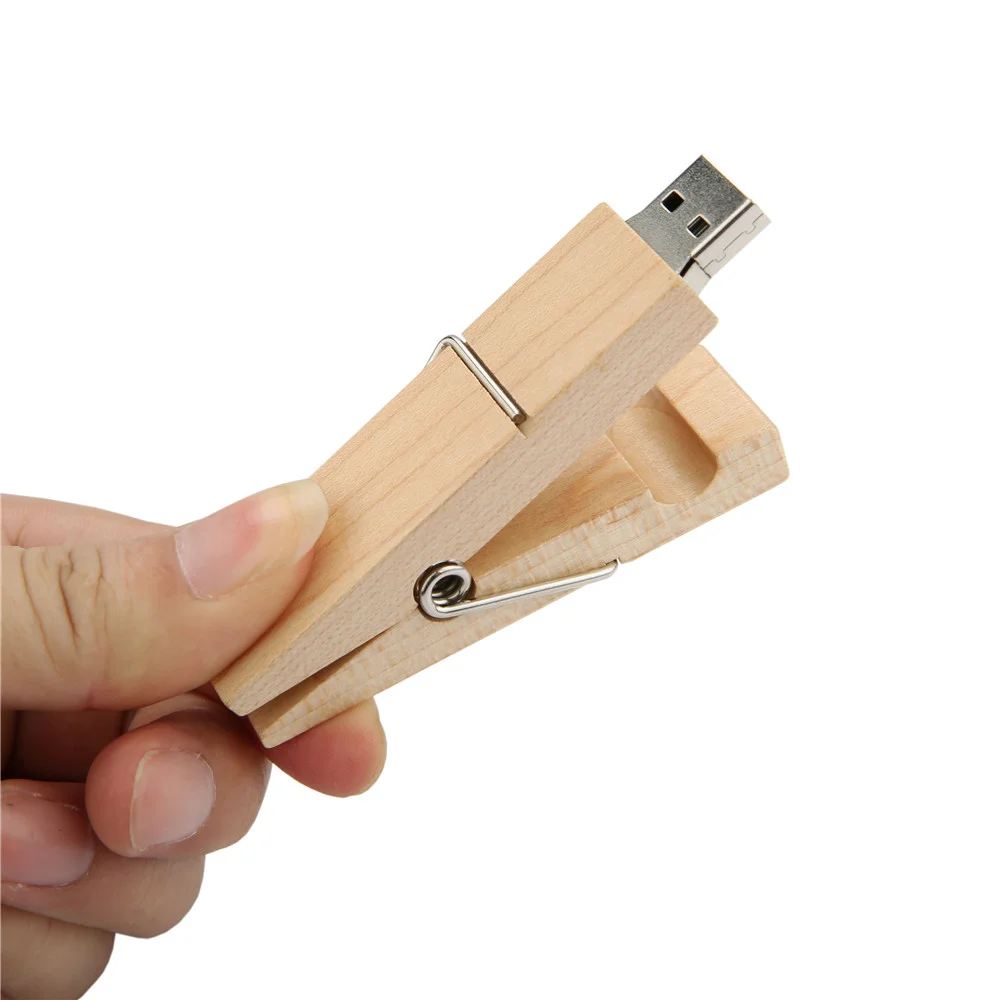 Флешка Деревянная Прищепка Pin Wood F115 белая 8 Гб - фото 5