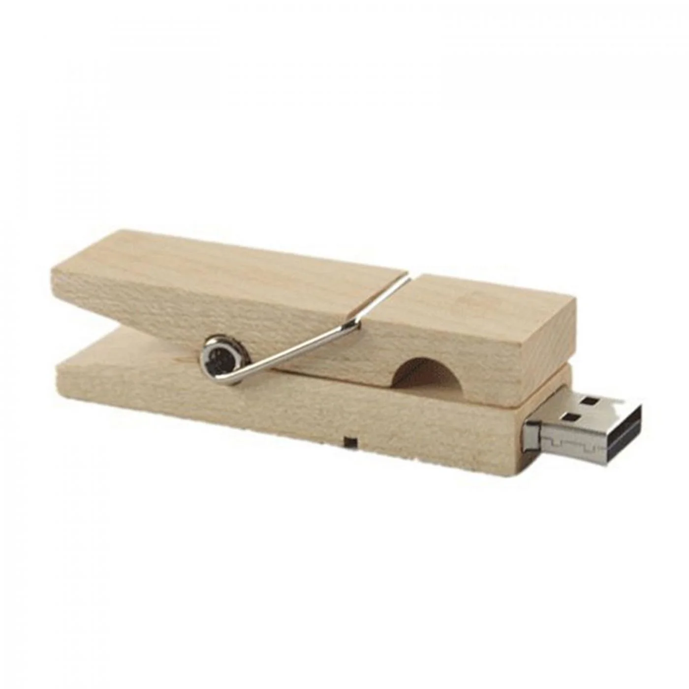 Флешка Деревянная Прищепка Pin Wood F115 бежевая 2 Гб - фото 3