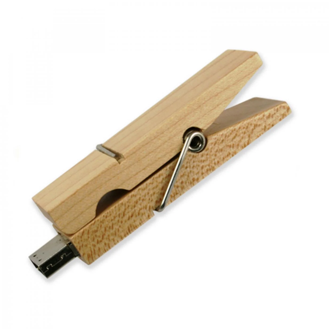 Флешка Деревянная Прищепка Pin Wood F115 бежевая 256 Гб - фото 1