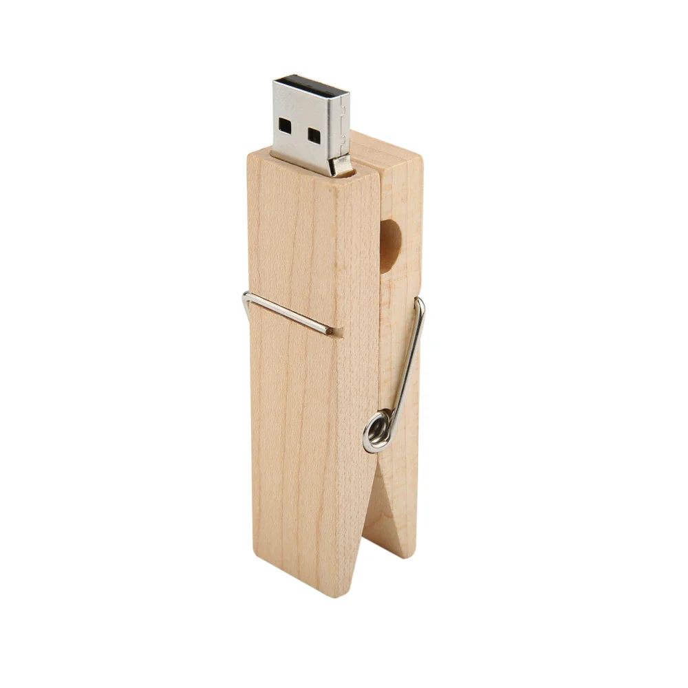 Флешка Деревянная Прищепка Pin Wood F115 белая 32 Гб - фото 4