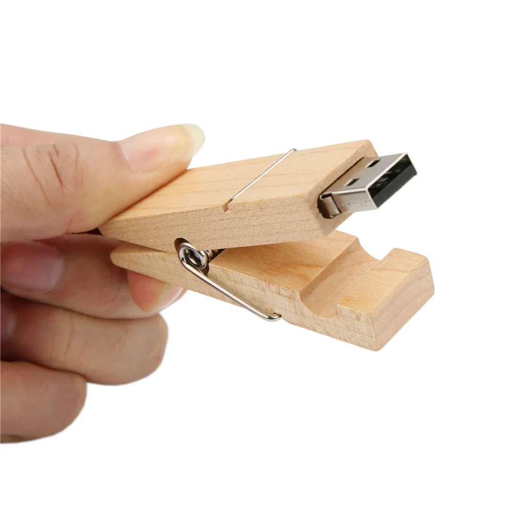 Флешка Деревянная Прищепка Pin Wood F115 белая 128 Гб - фото 6