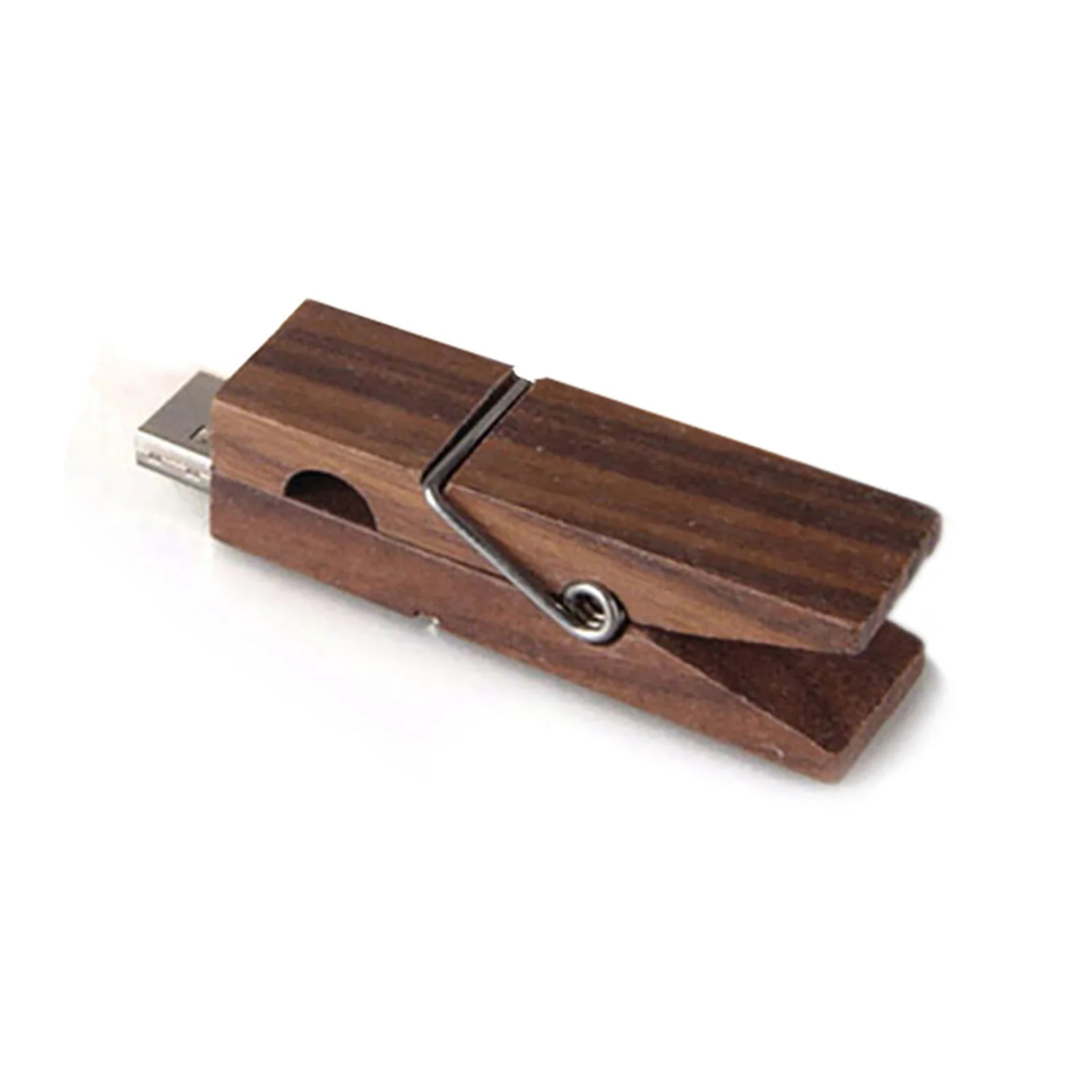 Флешка Деревянная Прищепка Pin Wood F115 коричневая 4 Гб - фото 1