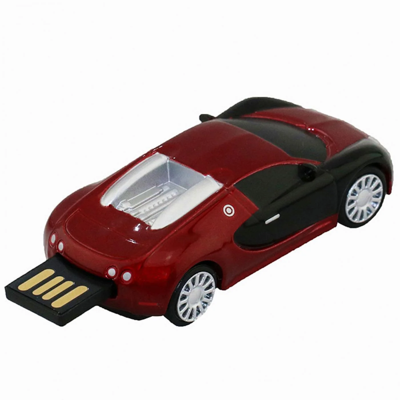 Флешка Металлическая Автомобиль Бугатти Bugatti Veyron R130 красная 2 Гб - фото 2