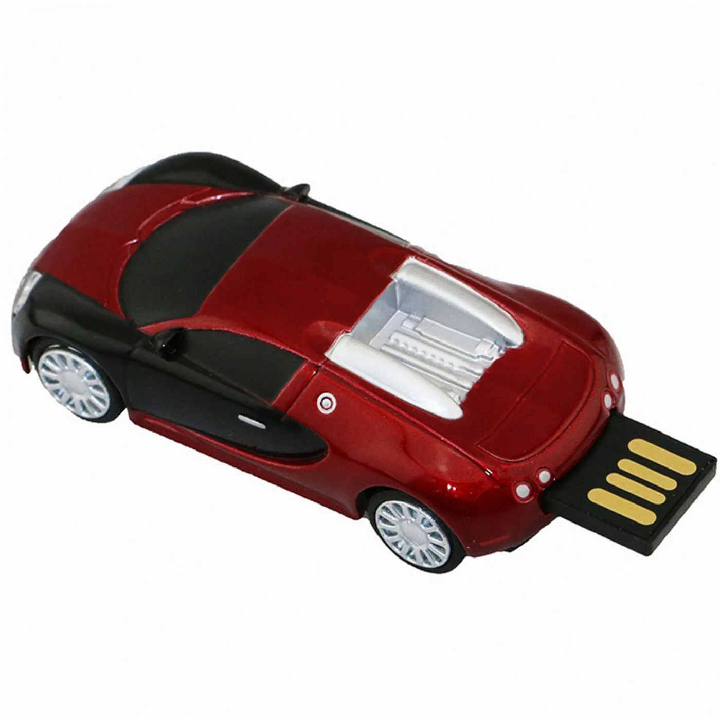 Флешка Металлическая Автомобиль Бугатти Bugatti Veyron R130 красная 128 Гб - фото 5