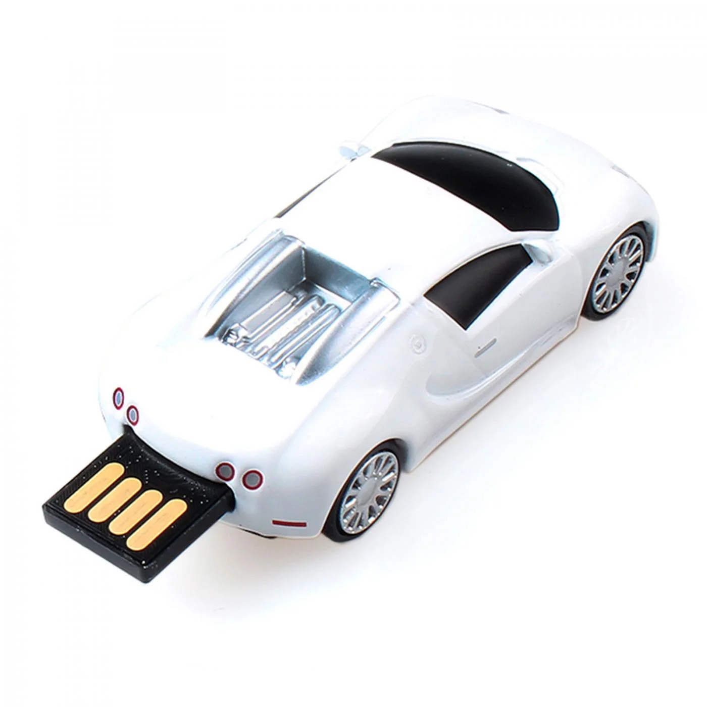 Флешка Металлическая Автомобиль Бугатти Bugatti Veyron R130 белая 16 Гб - фото 2