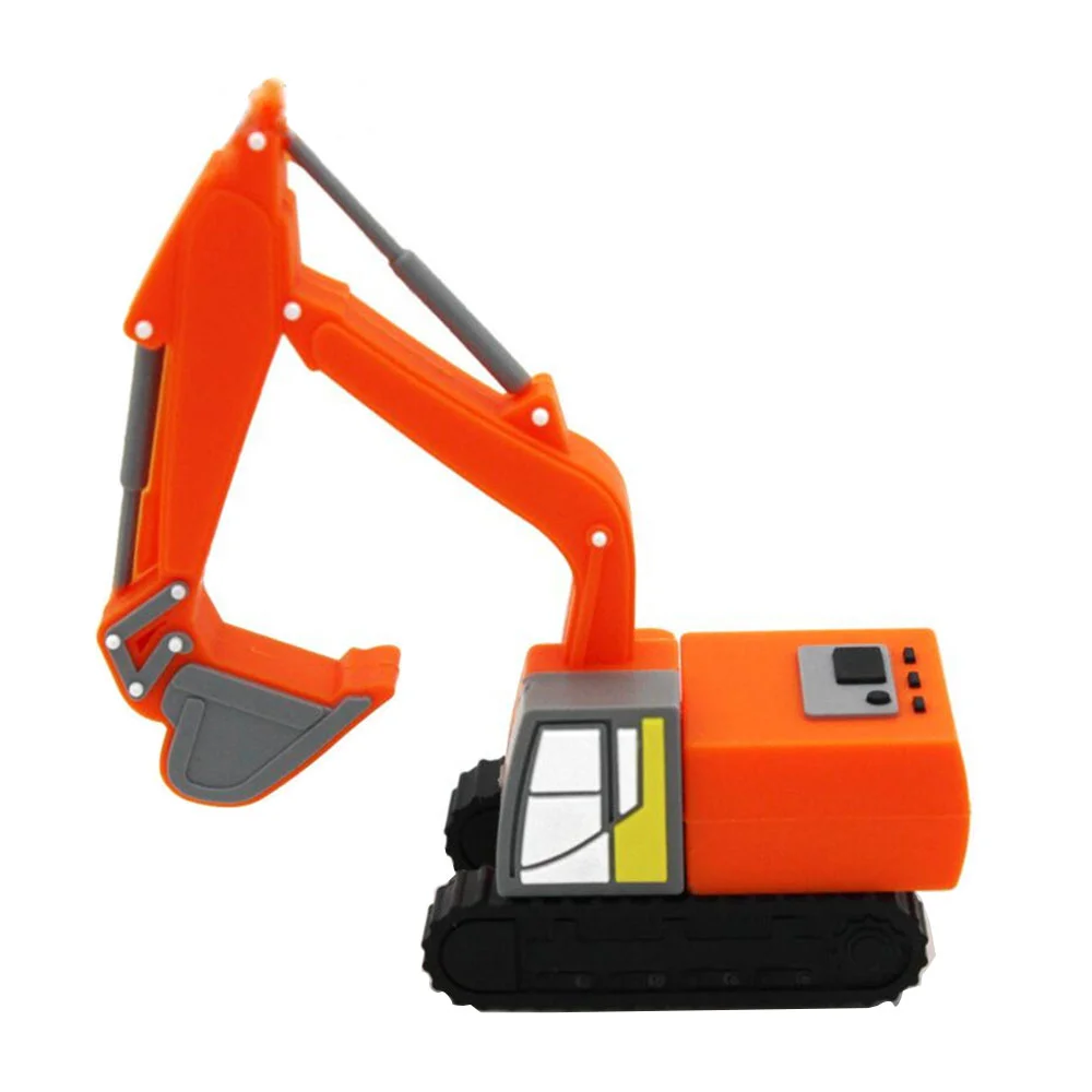 Флешка Резиновая Экскаватор Excavator Q133 оранжевый 4 Гб - фото 1