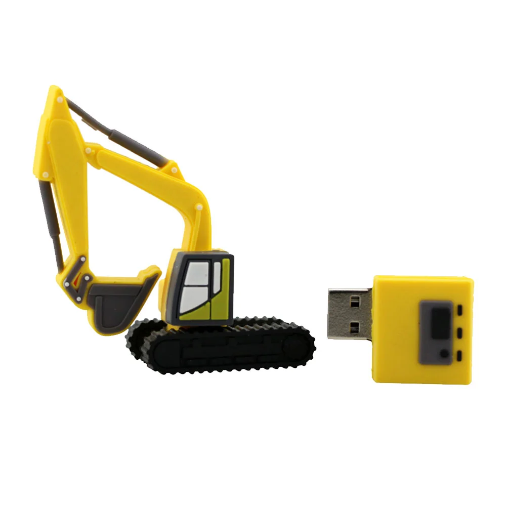 Флешка Резиновая Экскаватор Excavator Q133 желтый 32 Гб - фото 3