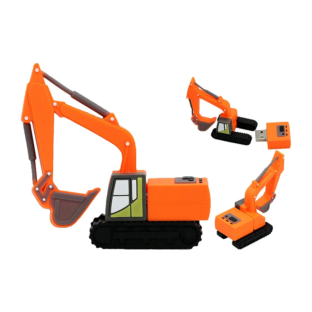 Флешка Резиновая Экскаватор Excavator Q133 оранжевый 16 Гб - фото 3