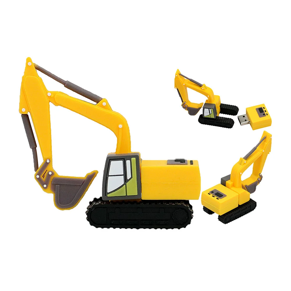 Флешка Резиновая Экскаватор Excavator Q133 желтый 512 Гб - фото 2