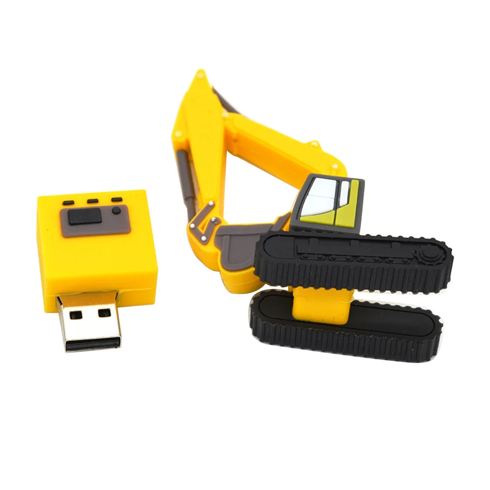 Флешка Резиновая Экскаватор Excavator Q133 желтый 512 Гб - фото 4