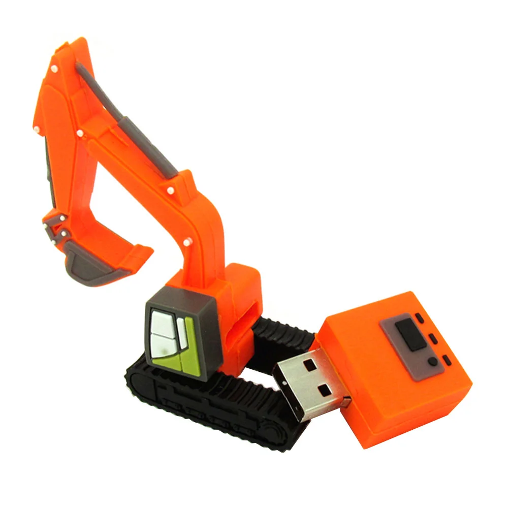 Флешка Резиновая Экскаватор Excavator Q133 оранжевый 1 Гб - фото 5