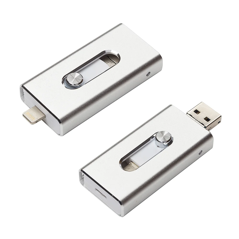 Флешка Металлическая Слайдер Лайт Slider Light R135 серебристый 64 Гб - фото 3