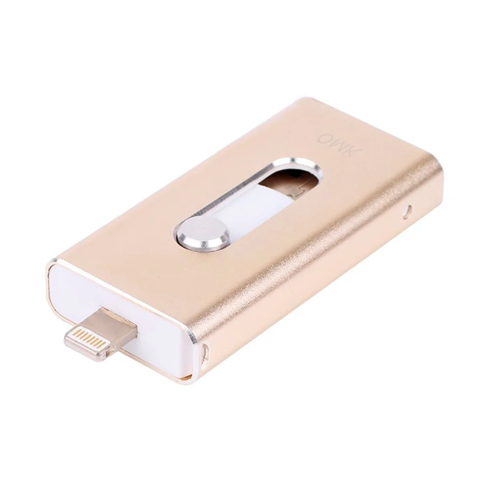 Флешка Металлическая Слайдер Лайт Slider Light R135 золотой 2 Гб