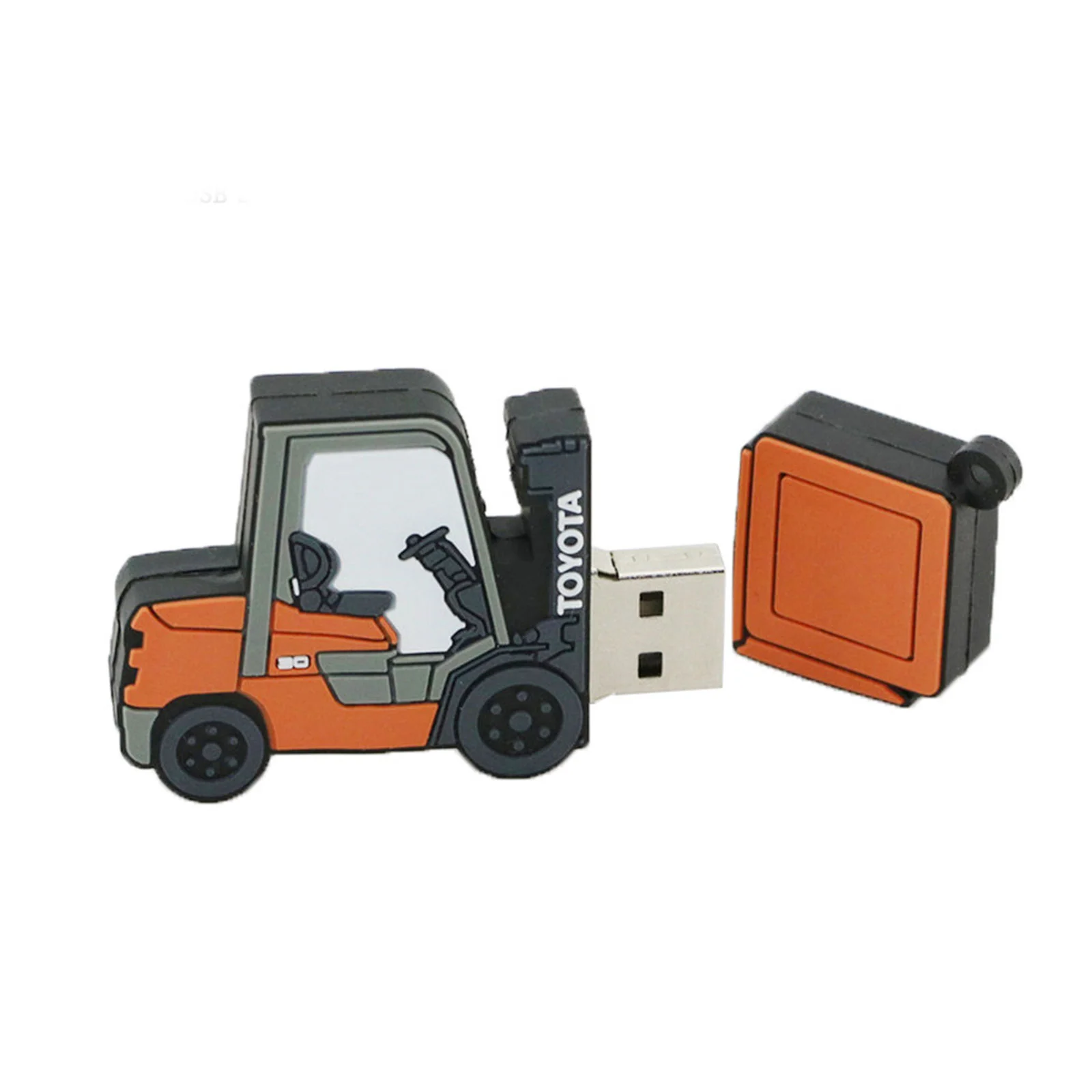 Флешка Резиновая Погрузчик Forklift Truck Q143 оранжевый 4 Гб - фото 3