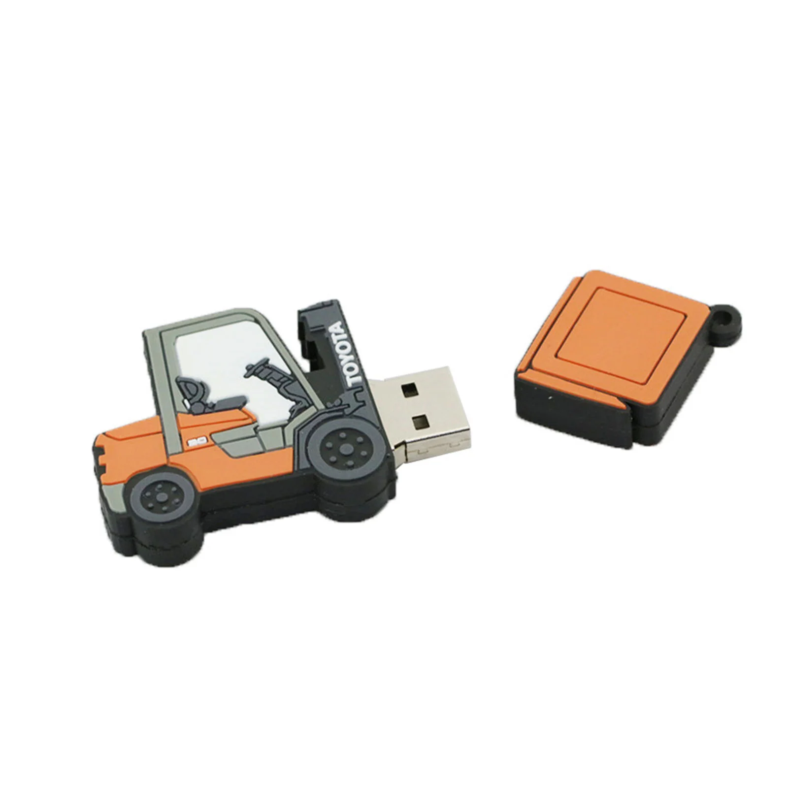 Флешка Резиновая Погрузчик Forklift Truck Q143 оранжевый 128 Гб - фото 4