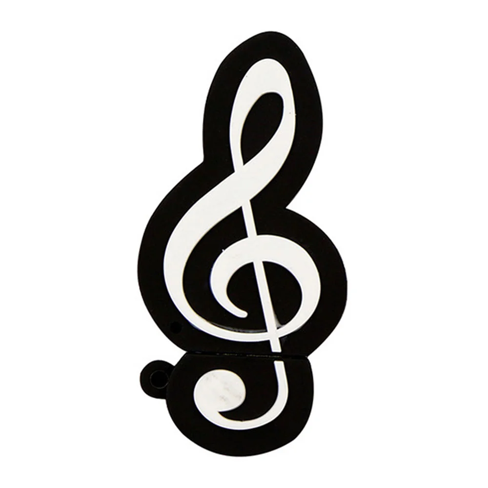 Флешка Резиновая Скрипичный Ключ Treble Clef Q151 черный 2 Гб Белый - фото 1