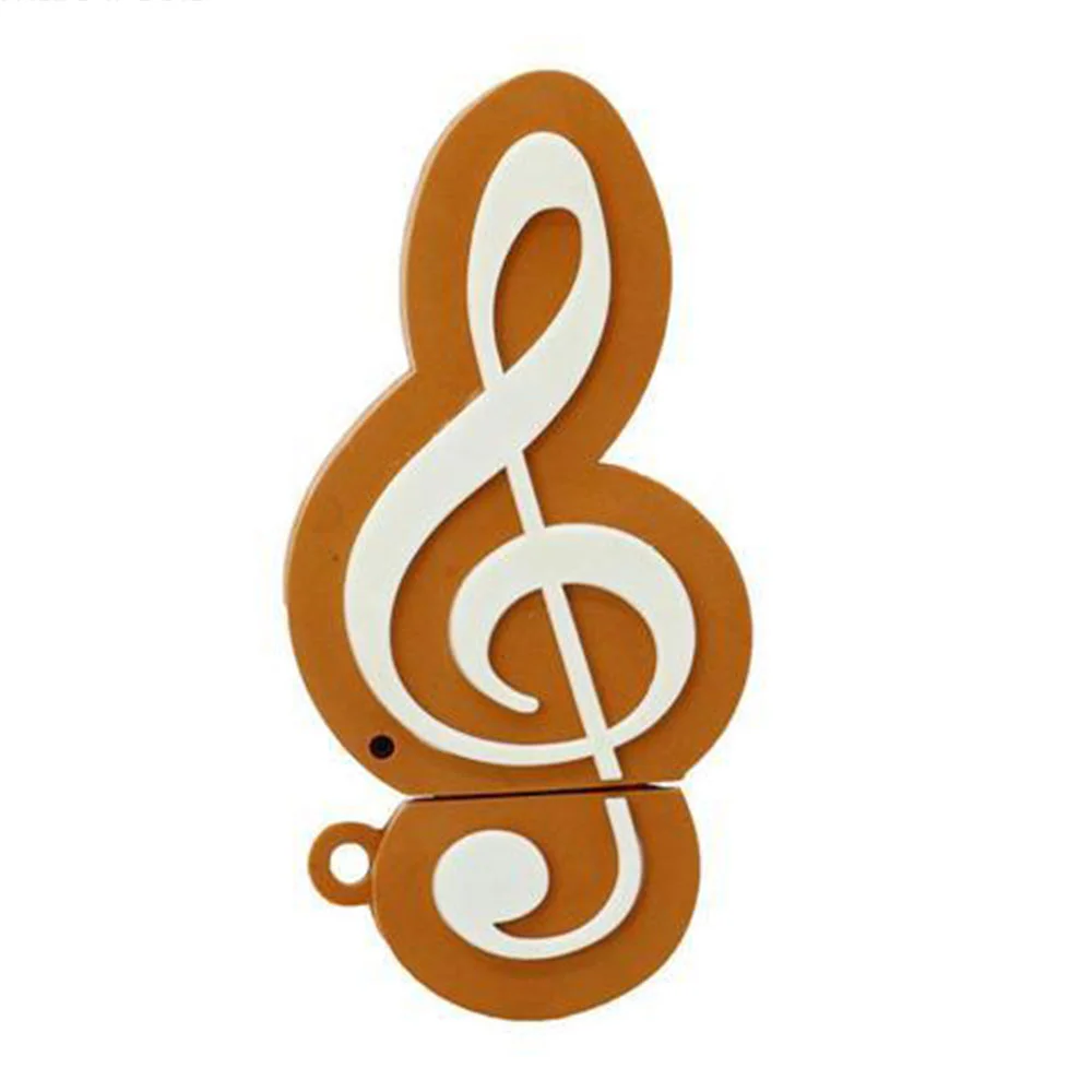 Флешка Резиновая Скрипичный Ключ Treble Clef Q151 оранжево-белый 2 Гб - фото 1