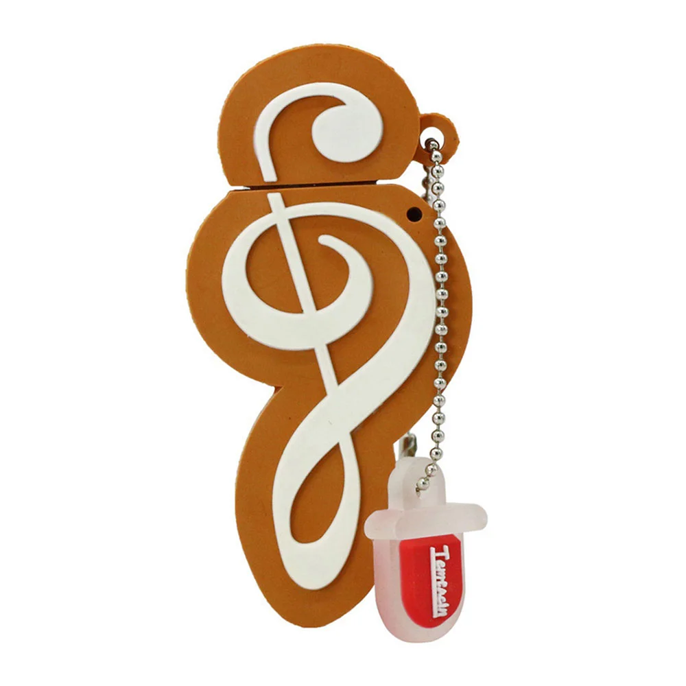 Флешка Резиновая Скрипичный Ключ Treble Clef Q151 оранжево-белый 128 Гб - фото 4