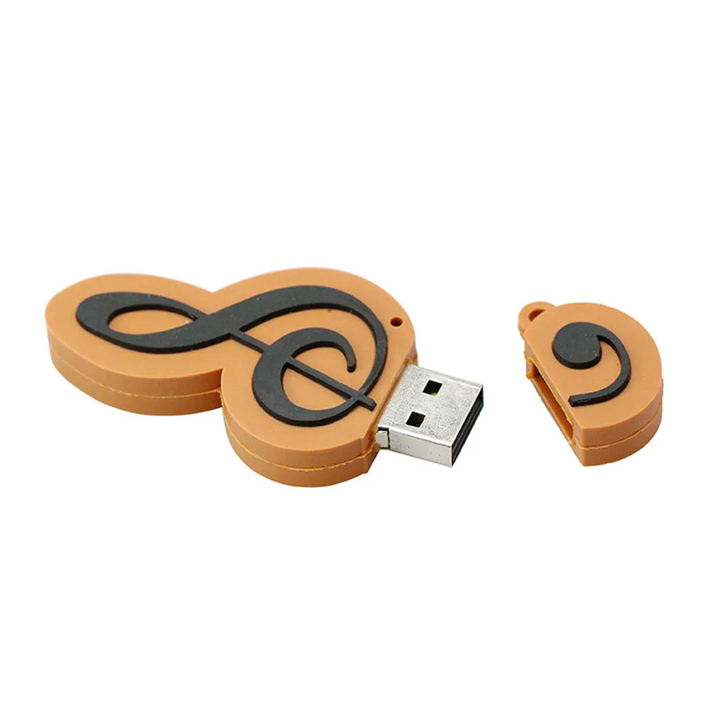 Флешка Резиновая Скрипичный Ключ Treble Clef Q151 оранжево-черный 1 Гб - фото 5