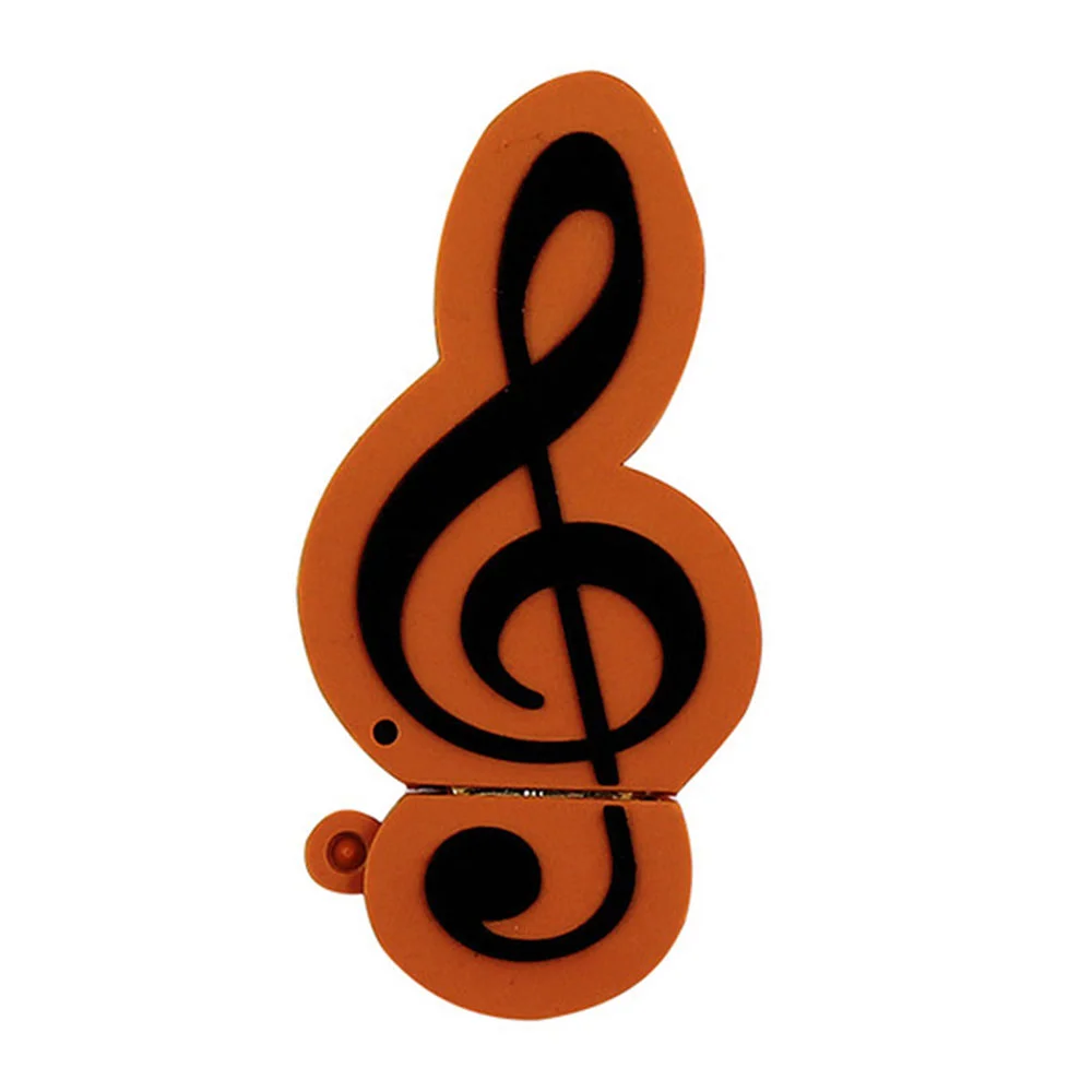 Флешка Резиновая Скрипичный Ключ Treble Clef Q151 оранжево-черный 2 Гб - фото 1