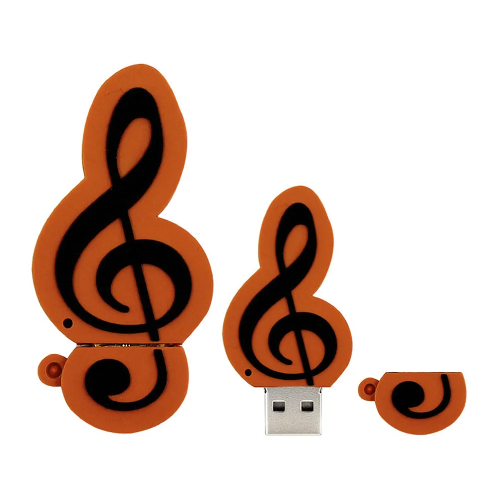 Флешка Резиновая Скрипичный Ключ Treble Clef Q151 оранжево-черный 16 Гб - фото 2