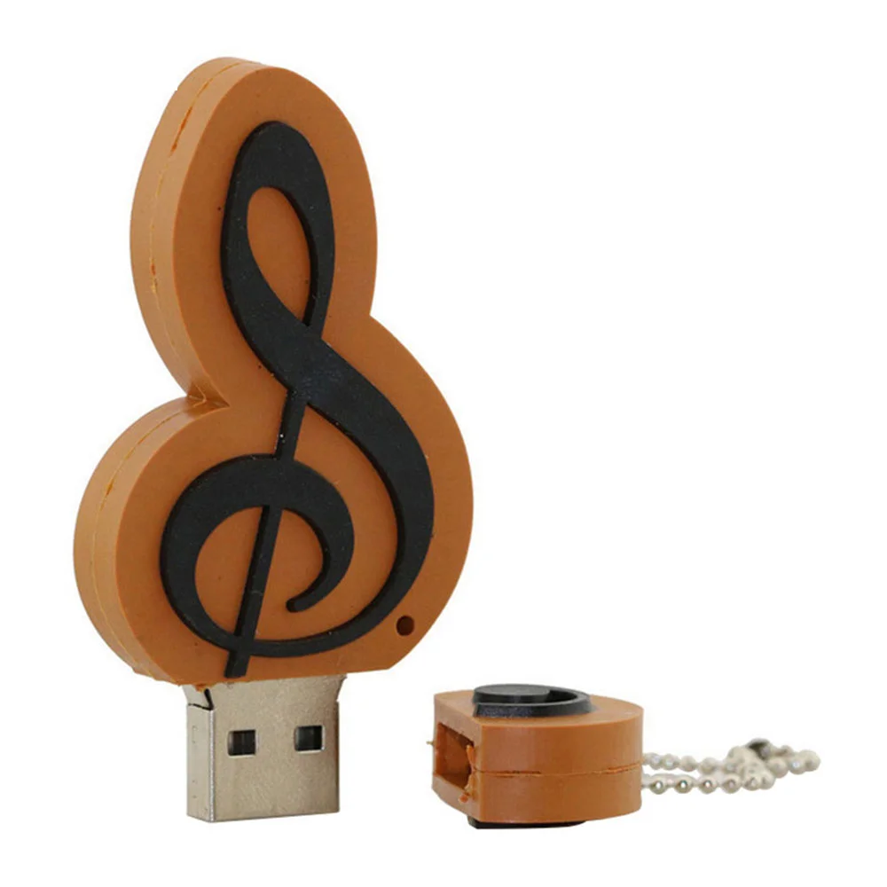 Флешка Резиновая Скрипичный Ключ Treble Clef Q151 оранжево-черный 512 Гб - фото 3