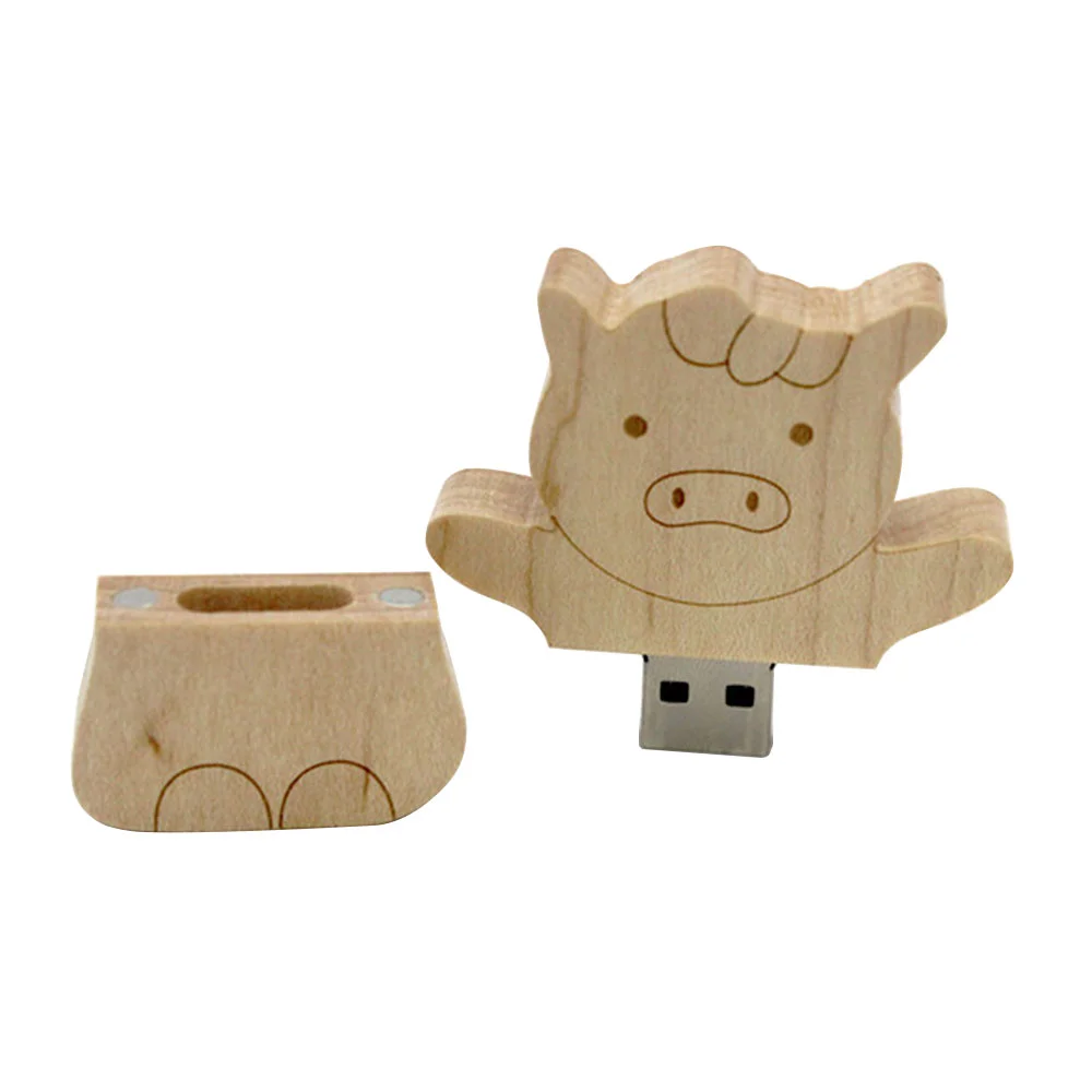Флешка Деревянная Свинка Вуди Woody Pig F157 бежевый 8 Гб - фото 5