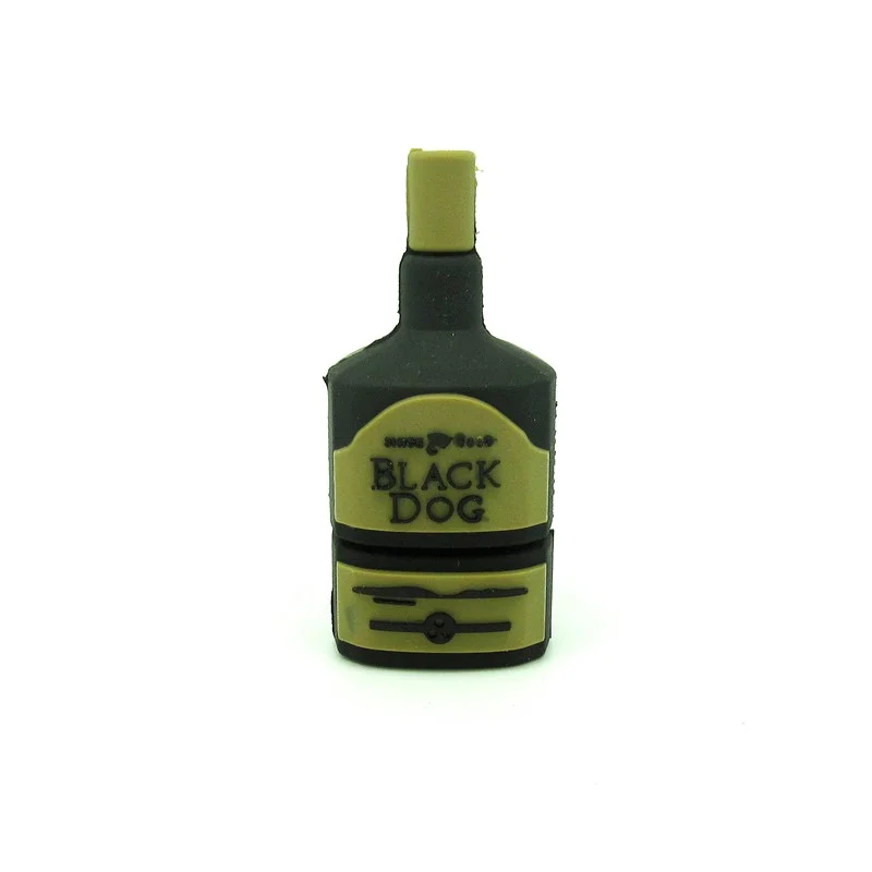 Флешка Резиновая Бутылка Виски Черный Дог Black Dog Q163 черная/зеленая 16 Гб