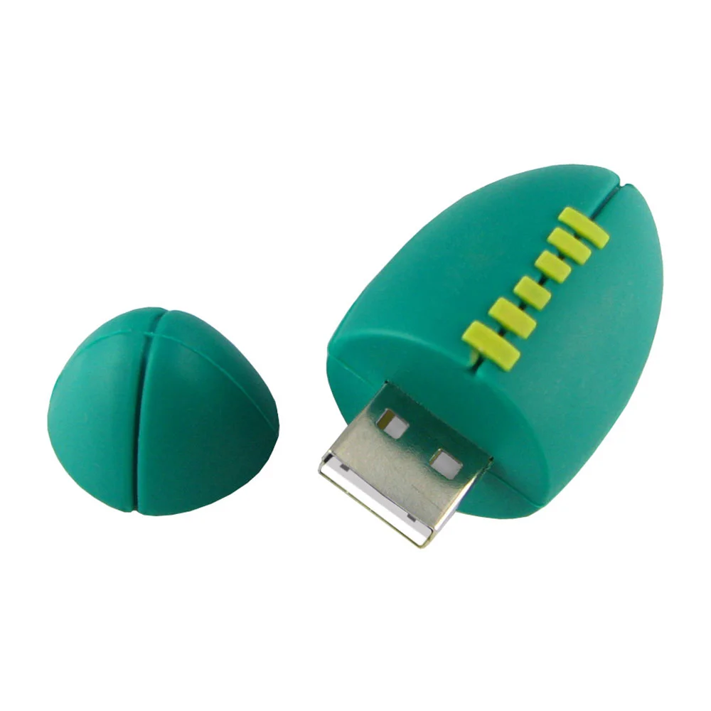 Флешка Резиновая Мяч Регби \Rugby Ball\ Q164 зеленый 16 Гб - фото 2