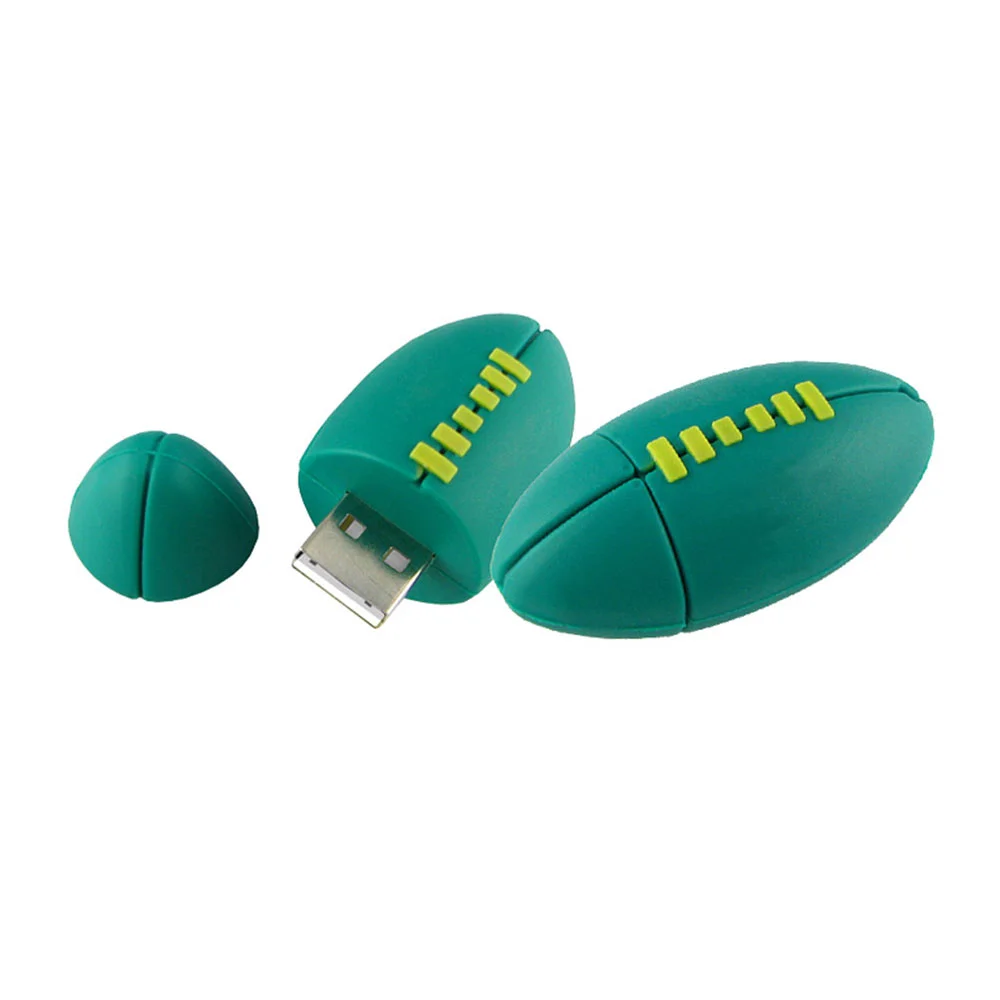 Флешка Резиновая Мяч Регби \Rugby Ball\ Q164 зеленый 16 Гб - фото 4