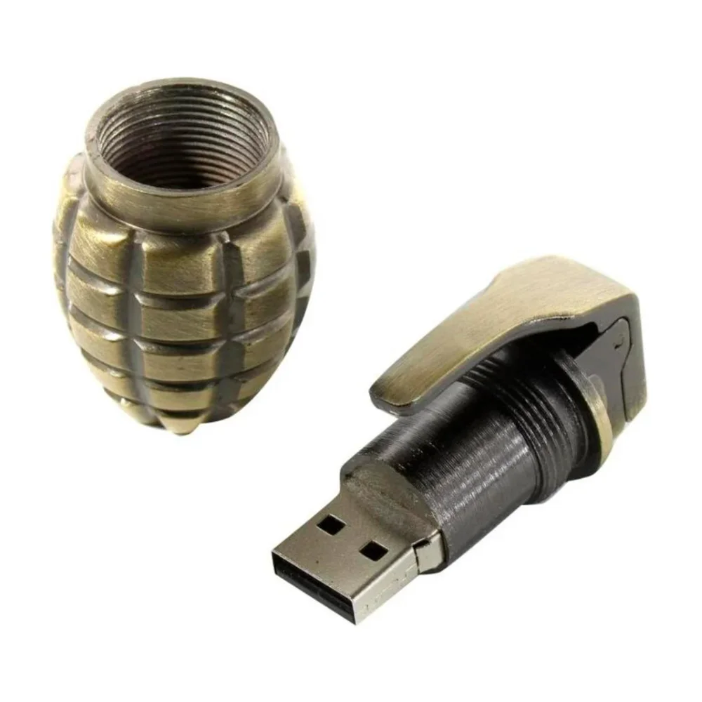 Флешка Металлическая Граната Grenade R168 зеленый 128 Гб - фото 3