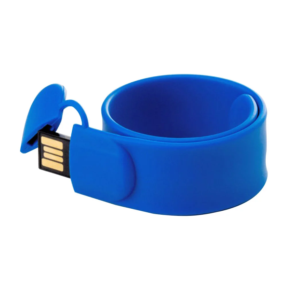 Флешка Силиконовый Браслет Слап "Bracelet Slap" V169 синий 1 Гб - фото 5