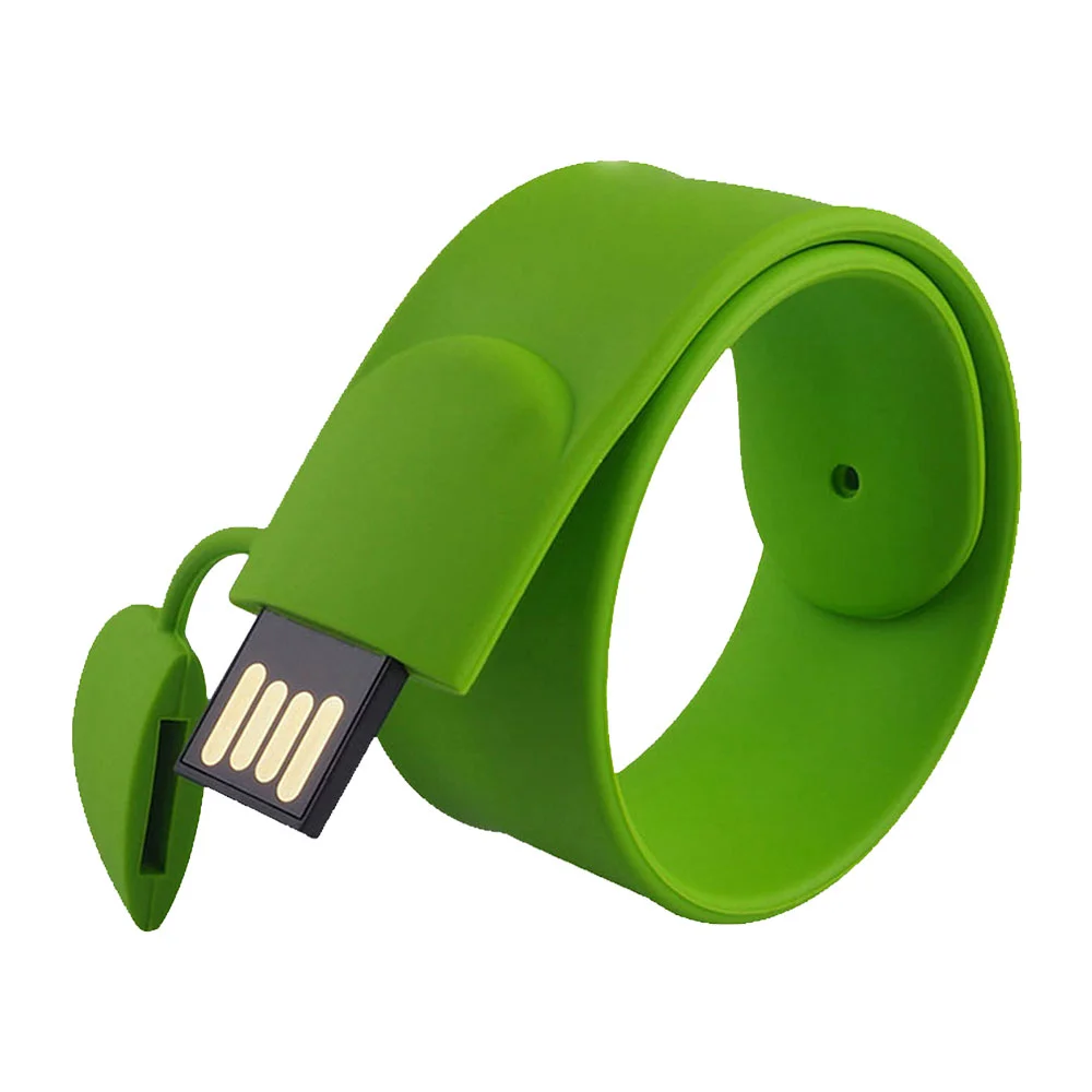 Флешка Силиконовый Браслет Слап \Bracelet Slap\ V169 зеленый 1 Гб - фото 5