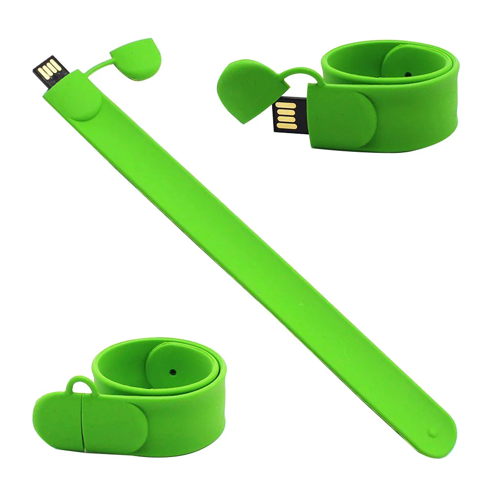 Флешка Силиконовый Браслет Слап \Bracelet Slap\ V169 зеленый 1 Гб - фото 6