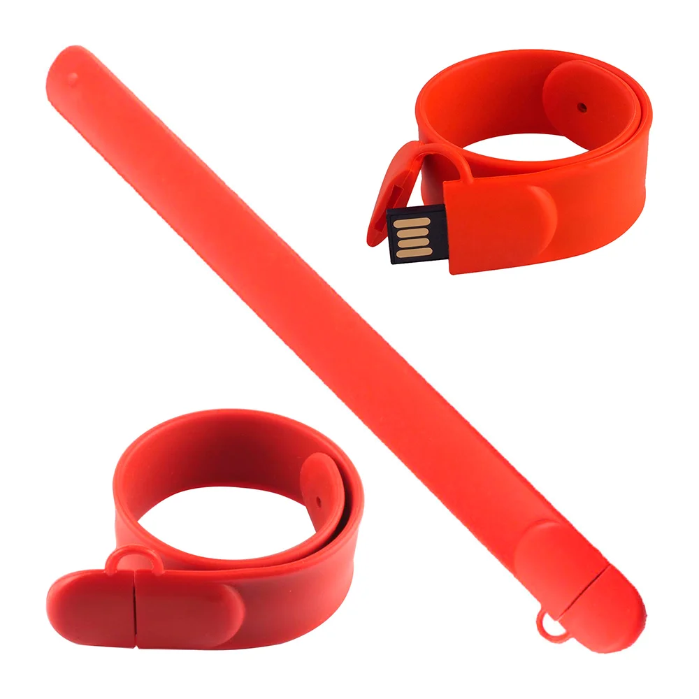 Флешка Силиконовый Браслет Слап "Bracelet Slap" V169 красный 1 Гб - фото 6