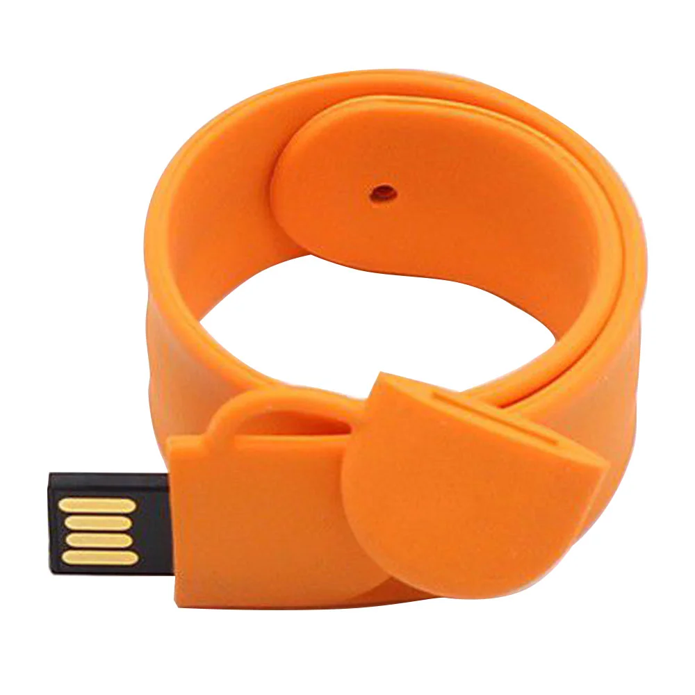 Флешка Силиконовый Браслет Слап "Bracelet Slap" V169 оранжевый 1 Гб - фото 2