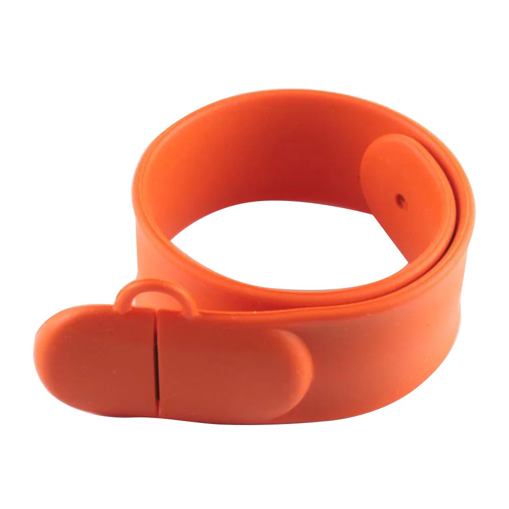 Флешка Силиконовый Браслет Слап Bracelet Slap V169 оранжевый 2 Гб - фото 1