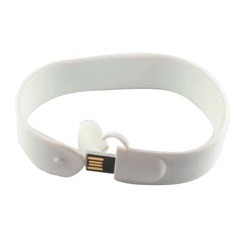 Флешка Силиконовый Браслет Слап Bracelet Slap V169 белый 2 Гб - фото 2