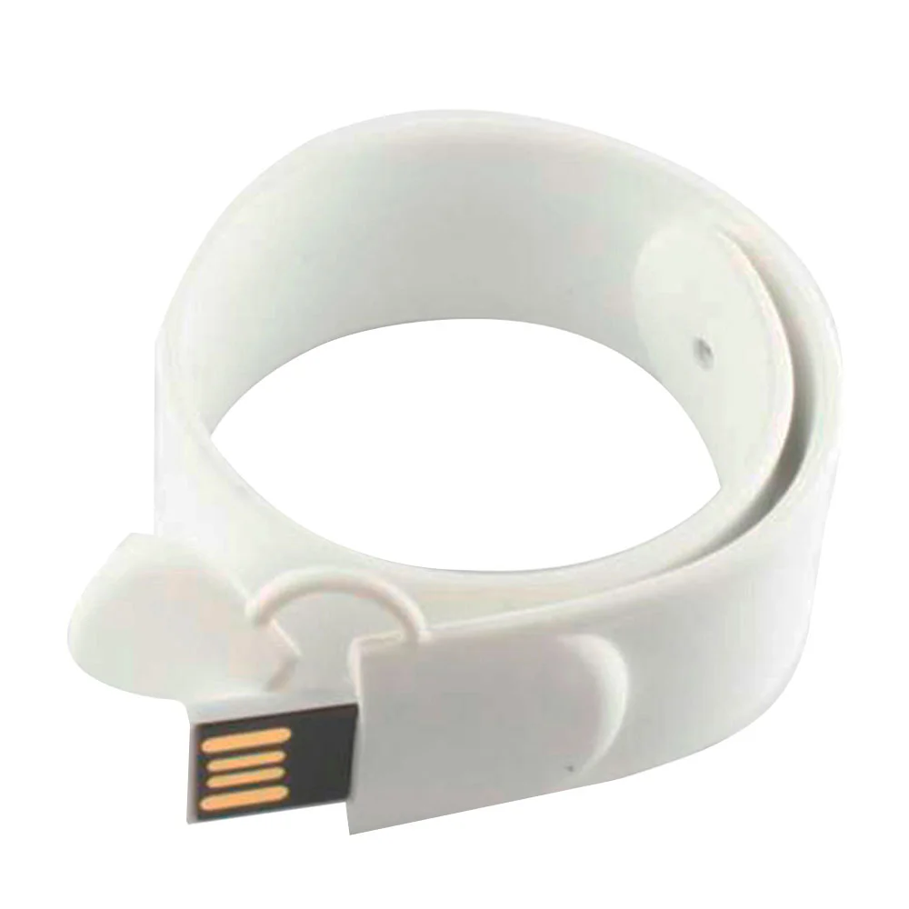 Флешка Силиконовый Браслет Слап Bracelet Slap V169 белый 2 Гб - фото 3