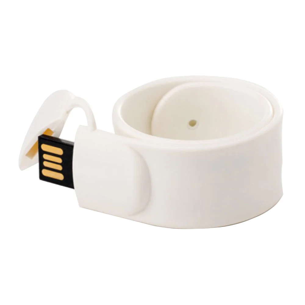 Флешка Силиконовый Браслет Слап Bracelet Slap V169 белый 2 Гб - фото 6