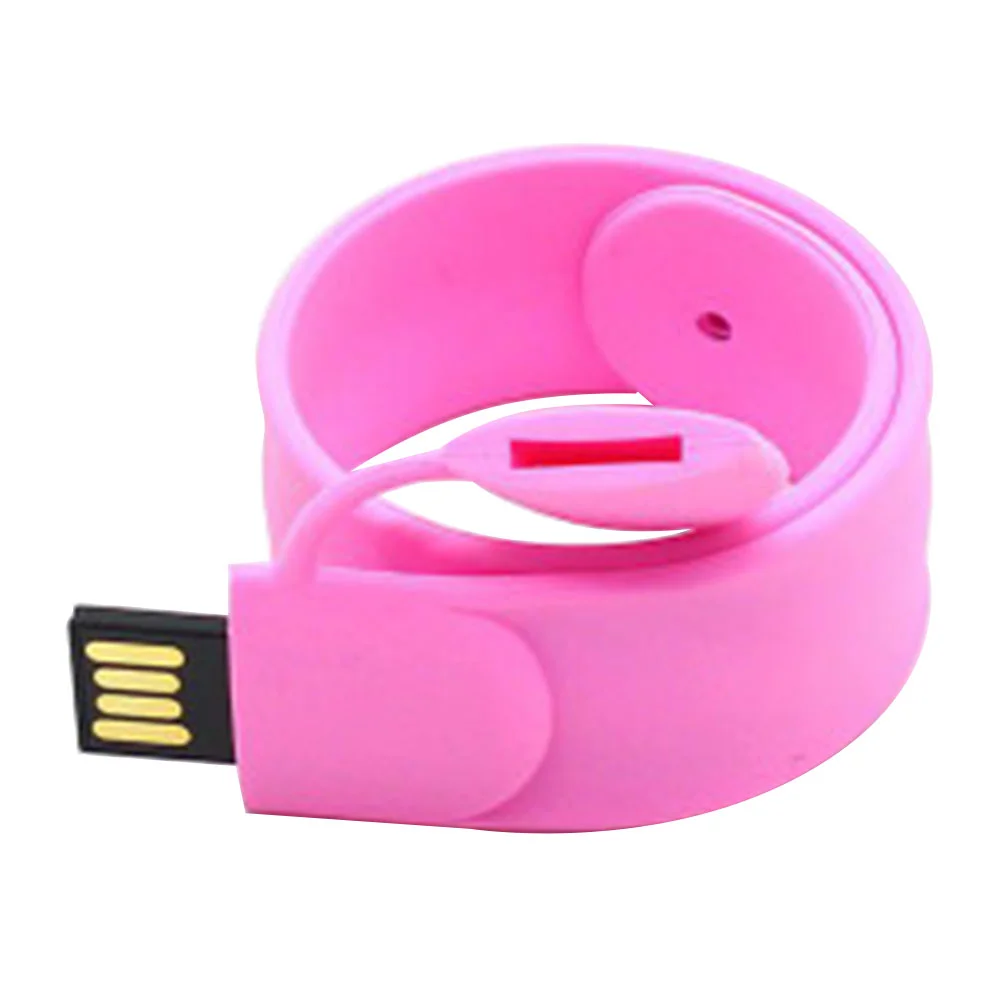 Флешка Силиконовый Браслет Слап Bracelet Slap V169 розовый 2 Гб - фото 2
