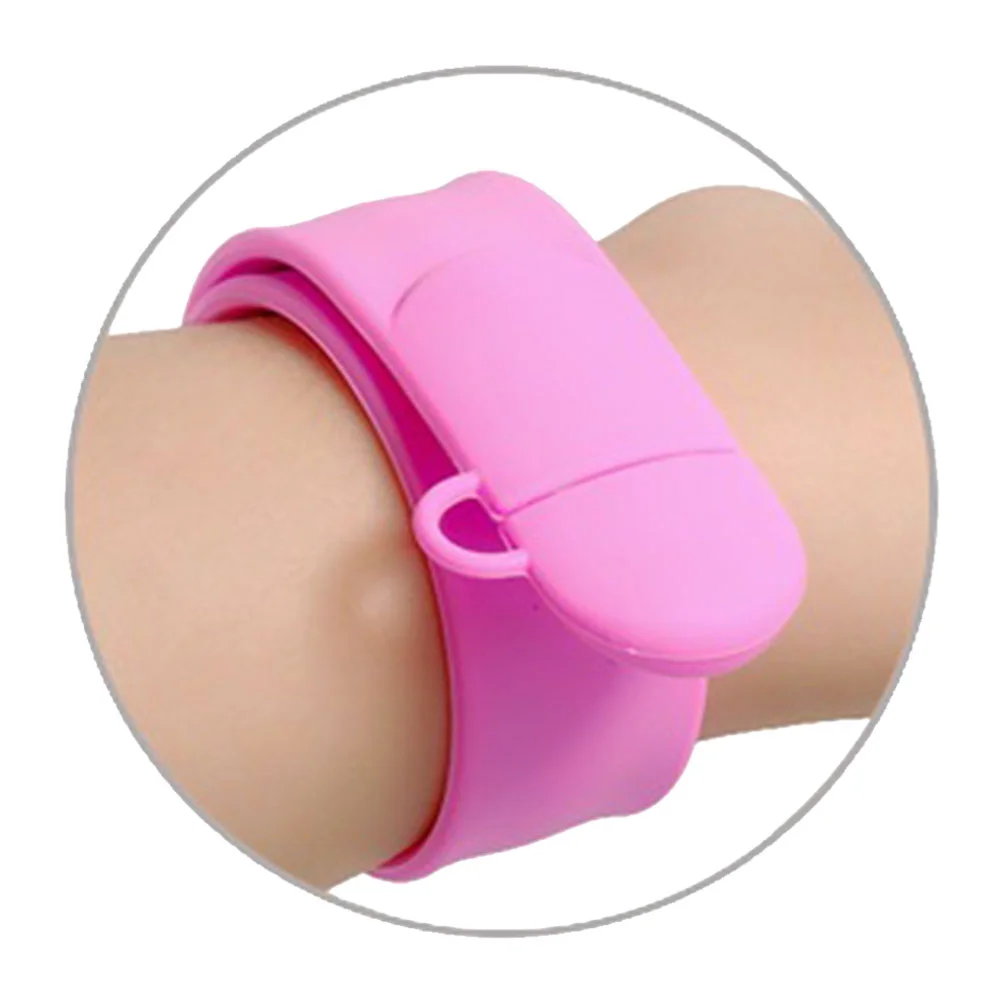 Флешка Силиконовый Браслет Слап Bracelet Slap V169 розовый 2 Гб - фото 8