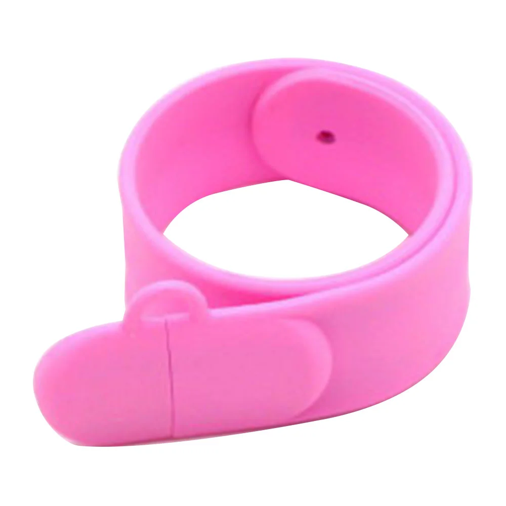 Флешка Силиконовый Браслет Слап Bracelet Slap V169 розовый 128 Гб - фото 1