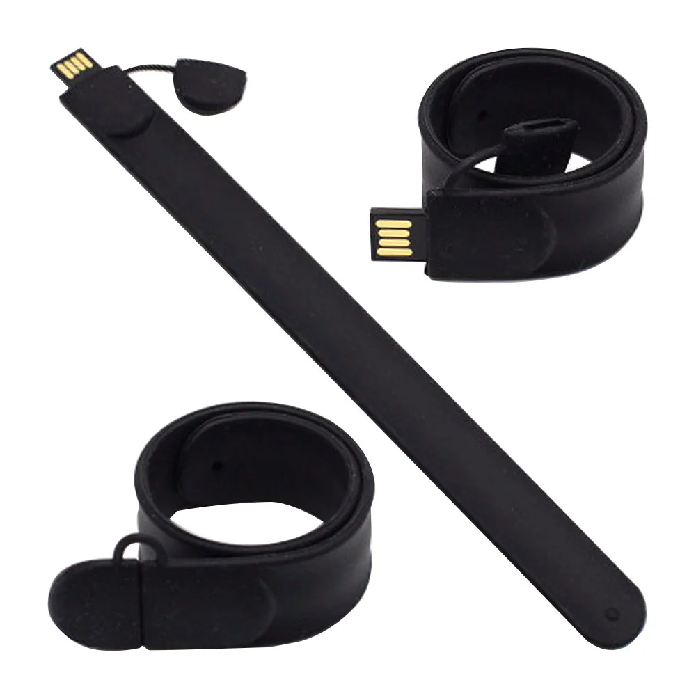 Флешка Силиконовый Браслет Слап Bracelet Slap V169 черный 32 Гб - фото 5