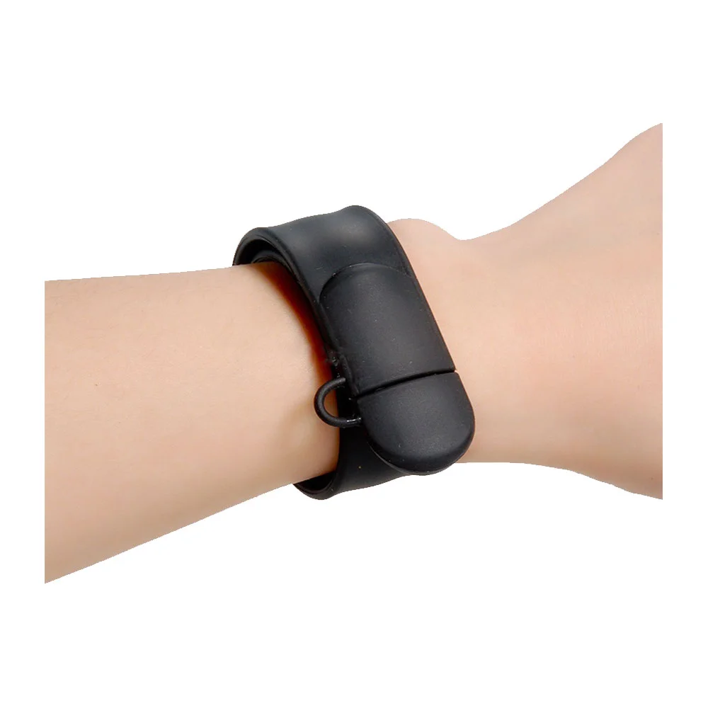 Флешка Силиконовый Браслет Слап Bracelet Slap V169 черный 32 Гб - фото 6