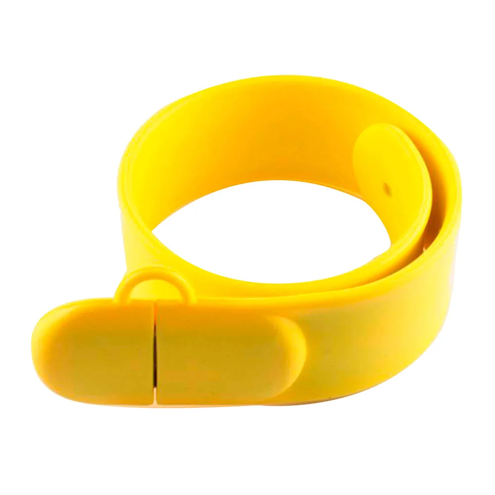 Флешка Силиконовый Браслет Слап Bracelet Slap V169 желтый 2 Гб - фото 1