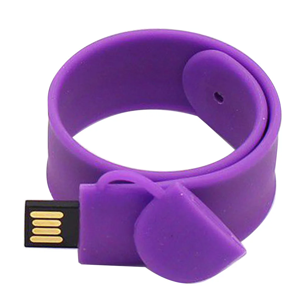 Флешка Силиконовый Браслет Слап Bracelet Slap V169 фиолетовый 128 Гб - фото 2