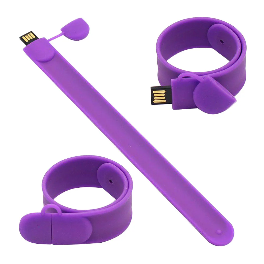Флешка Силиконовый Браслет Слап Bracelet Slap V169 фиолетовый 128 Гб - фото 7